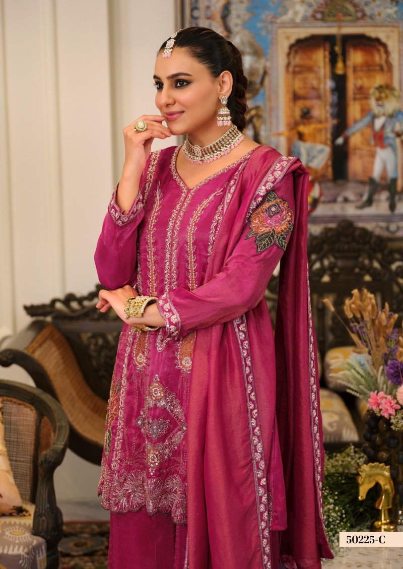 D 50225 C By Zaveri Viscose Shimmer Readymade Suits